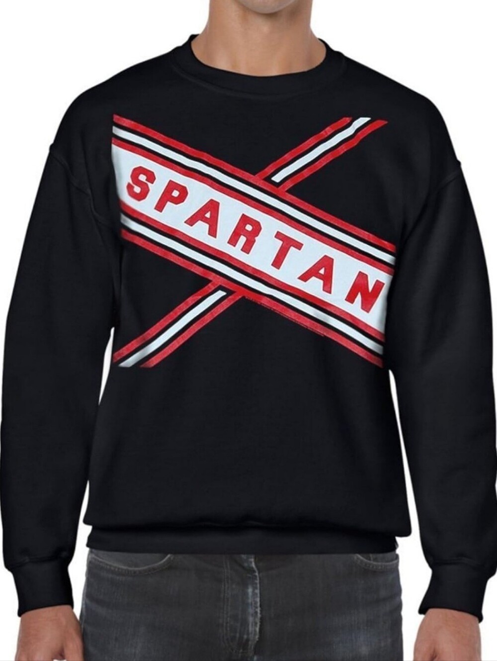 Spartan Graphic Crewneck Sweatshirt- Black/Red